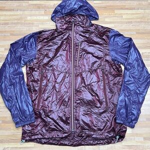 Eikowada Windreaker Jacket Mens Medium Maroon/Purple Hooded Lighweight Athletic